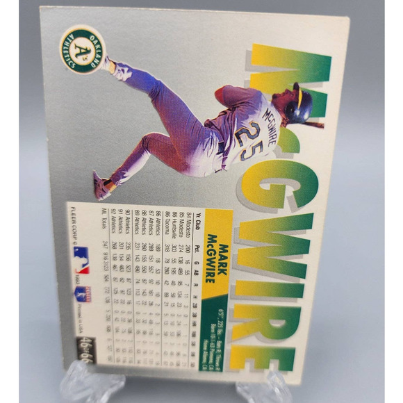 Mark McGwire, 1993 Fleer Fruit of the Loom Oakland Athletics Baseball Card - Picture 2 of 4